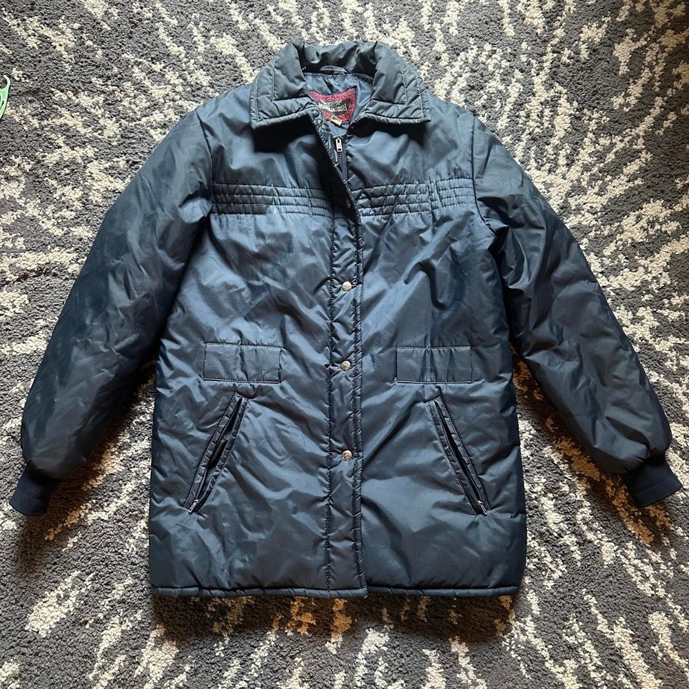 Vintage 70s Mackintosh NY Puffer Jacket Navy Blue Quilted jacket Hong Kong Sz Sm